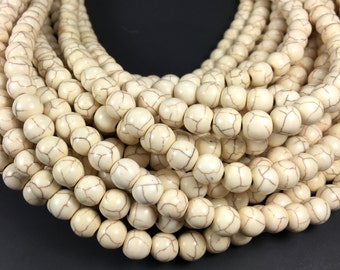 White Howlite Turquoise Beads 6mm 8mm, 15.5" Full Strand, Wholesale