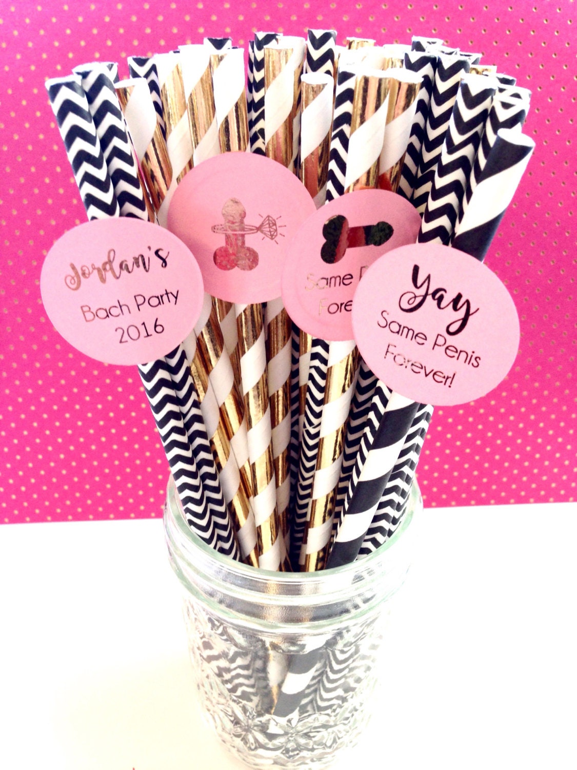 Bachelorette Party Penis Straws 10 qty Custom Same Penis