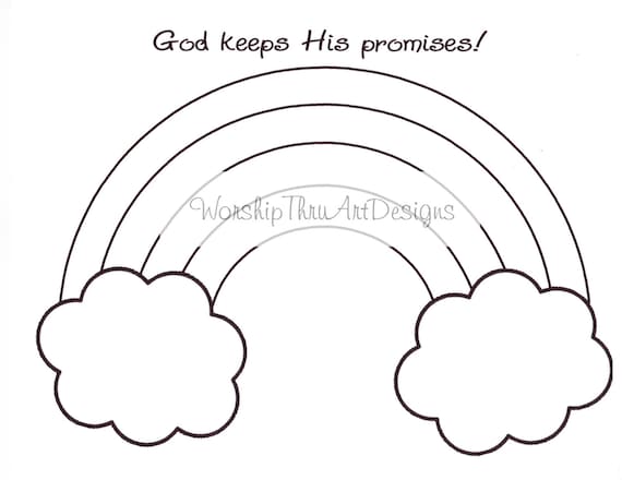  God  Keeps His Promises  Rainbow  Coloring  Page  Sketch 
