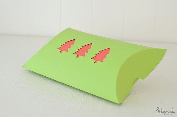 Download Pillow Box with christmas tree die cut SVG and DXF Cut Files