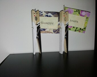 Set of hand painted Barrettes wedding place cards