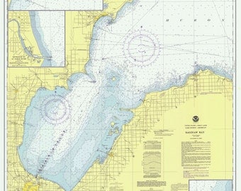 saginaw bay map etsy