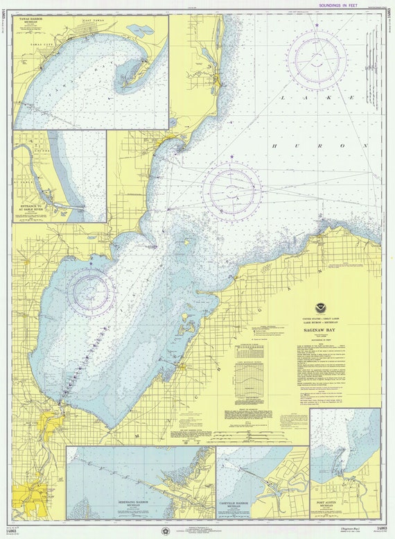 1975 Nautical Map of Saginaw Bay Lake Huron