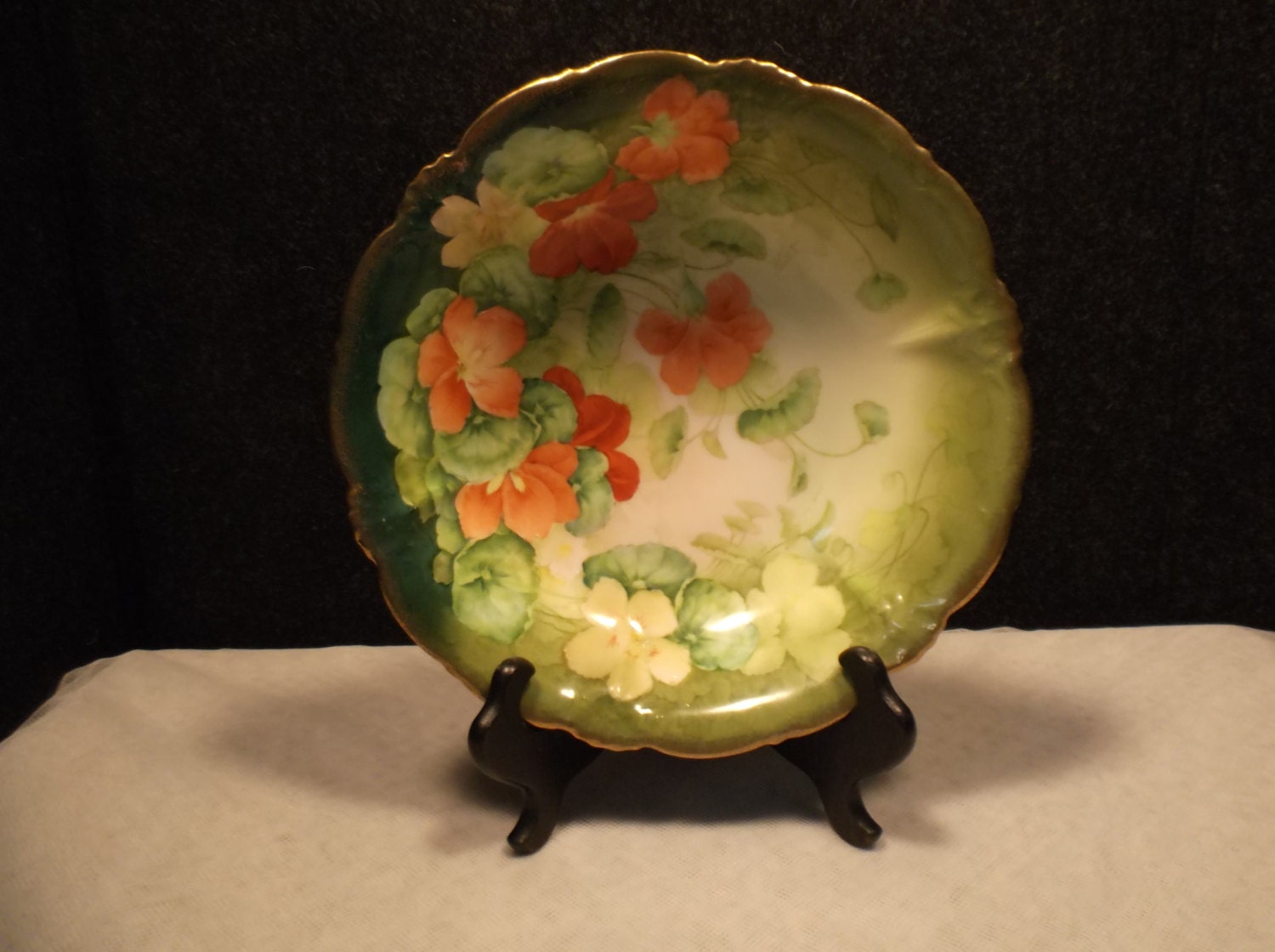 P+T+Bavaria+China Vintage P.T. Bavaria China Hand Painted Serving Bowl Red & Yellow ...