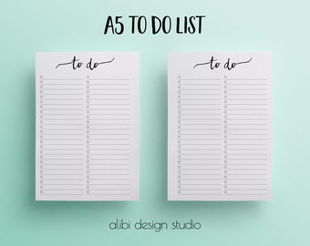 To Do List , A5 Planner Inserts, To Do List, A5 Printable, A5 Inserts, Daily Planner, To Do List Printable, Printable Planner, A5 FIlofax