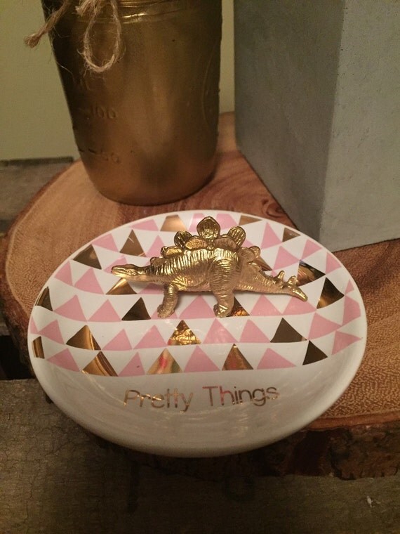 Gold dinosaur ring holder dinosaur jewelry holder by LotusOro