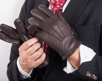 Italian Handmade Men's Leather Gloves Winter Gloves Italian Leather Gloves Gift for Him