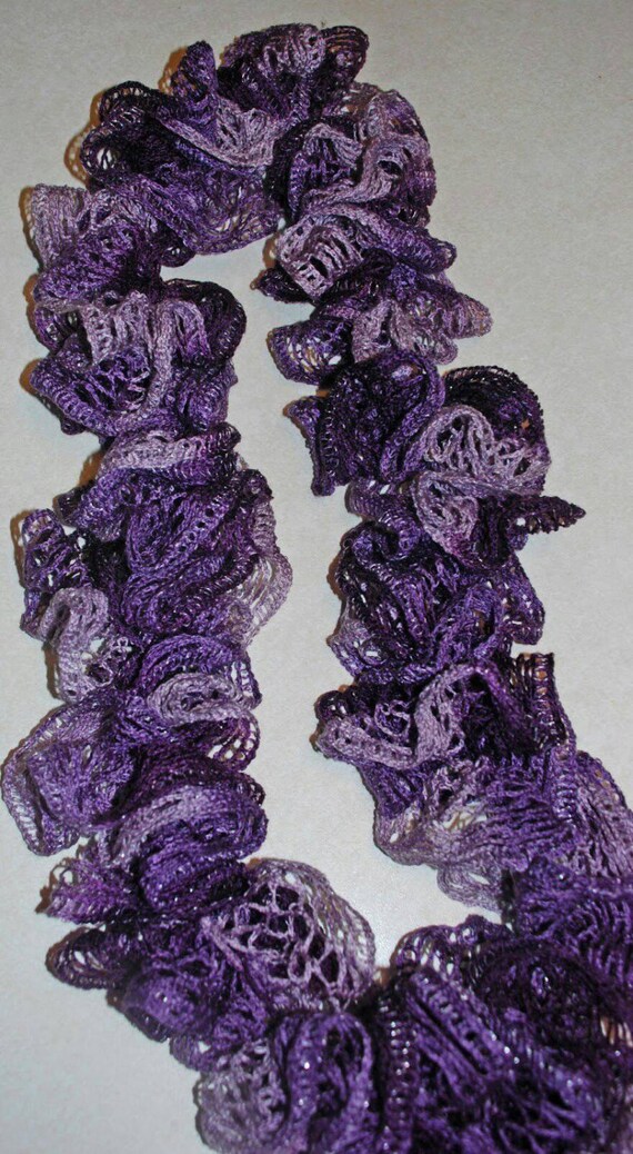 Items similar to Purple ruffled scarf - Boa Scarf - Scarf ...