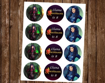Disney Descendant cupcake toppers labels stickers party favor Digital Download