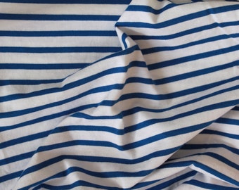 Stripey 100% Cotton Jersey, Blue and White Stripes