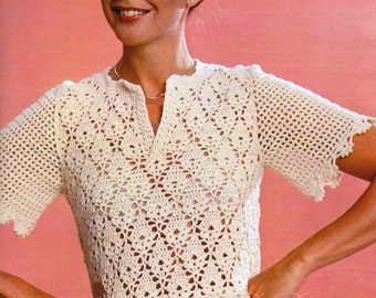 Ladies Crochet Sweater ... Crochet Lacy Top ... Ladies Sweater PDF ... Spring, Autumn, Summer Top ... Digital Download