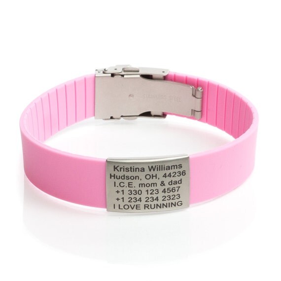 Safety ID Bracelet with Name Free Engraving