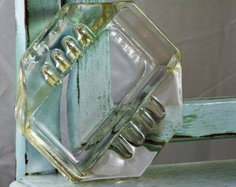 Safex ashtray, Art Deco,clear glass, Rare ashtray, safex art deco,ashtray, vintage ashtray,Retro Ashtrays
