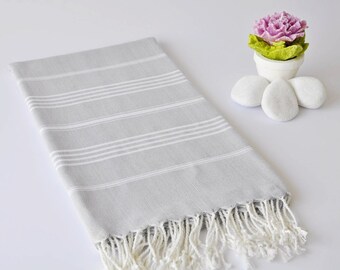 SALE%50OFF TURKISH TOWEL Gray, 40"x70", 100x180cm - Gray Peshtemal - Beach Towel, Spa, Swim, Pool, Sauna, Hammam, Yoga Towel