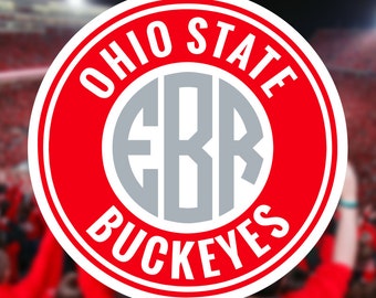 Ohio State Buckeyes Monogram Frame Cutting Files in Svg, Eps, Dxf, Png for Cricut & Silhouette | OSU Vector | Buckeyes Graphics