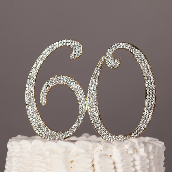 60 Cake Topper 60th Birthday or Anniversary Decoration