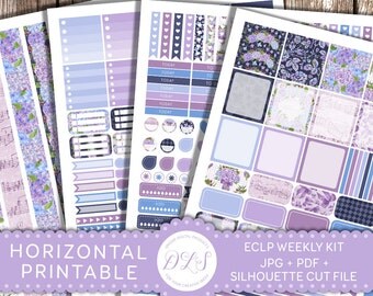 Printable Planner Stickers, Horizontal Planner Kit, Weekly Kit Printable, ECLP Horizontal, Floral Planner, Spring Planner Stickers, HS101