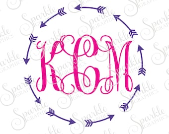 Arrow Circle Monogram Frame Cut File Arrow Monogram Arrow Frame SVG Clipart Svg Dxf Eps Png Silhouette Cricut Cut File Commercial Use