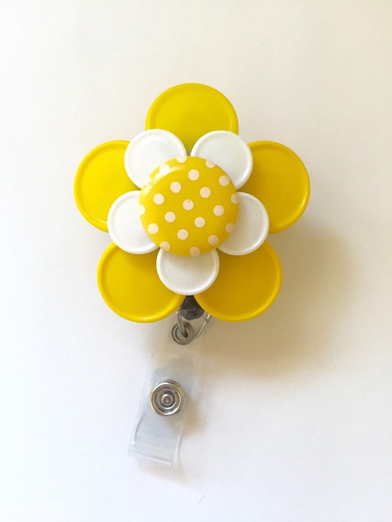 Bright Name Tag Yellow Flower Name Badge by ChicBadges on Etsy