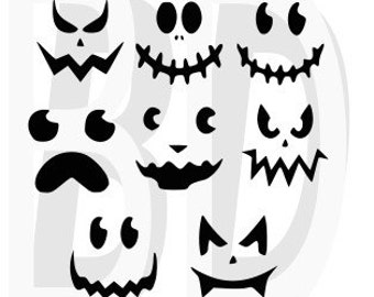 Jack O Lantern Faces Cut File SVG, eps, dxf, cricut air, silhouette, cameo, scan and cut, cutting files, vinyl cut file, instant download