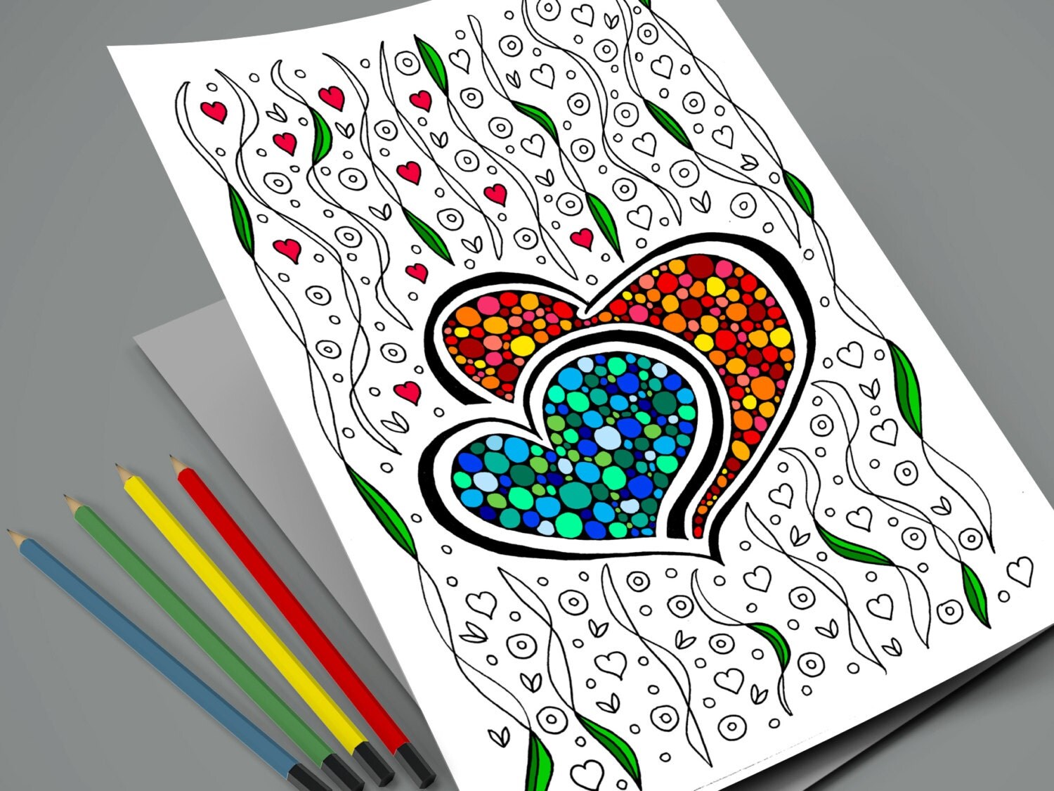 Valentine's Coloring Page or Card Valentine's gift