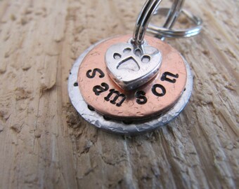 small Pet ID tag//dog tag//custom Pet ID//Pet name tag//Cat name tag//Pet ID tags//personalized pet tags//Small dog tag//hand stamped tags