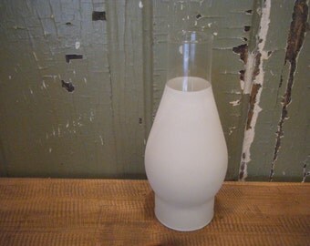 Vintage FROSTED 2 1/2" x 8"Oil Eletric Kerosene Glass Lamp Chimney #1 burner