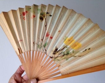 Vintage Chinese Paper Folding Fan 1940-50