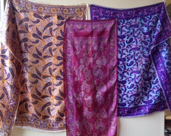 five vintage paisley silk scarves