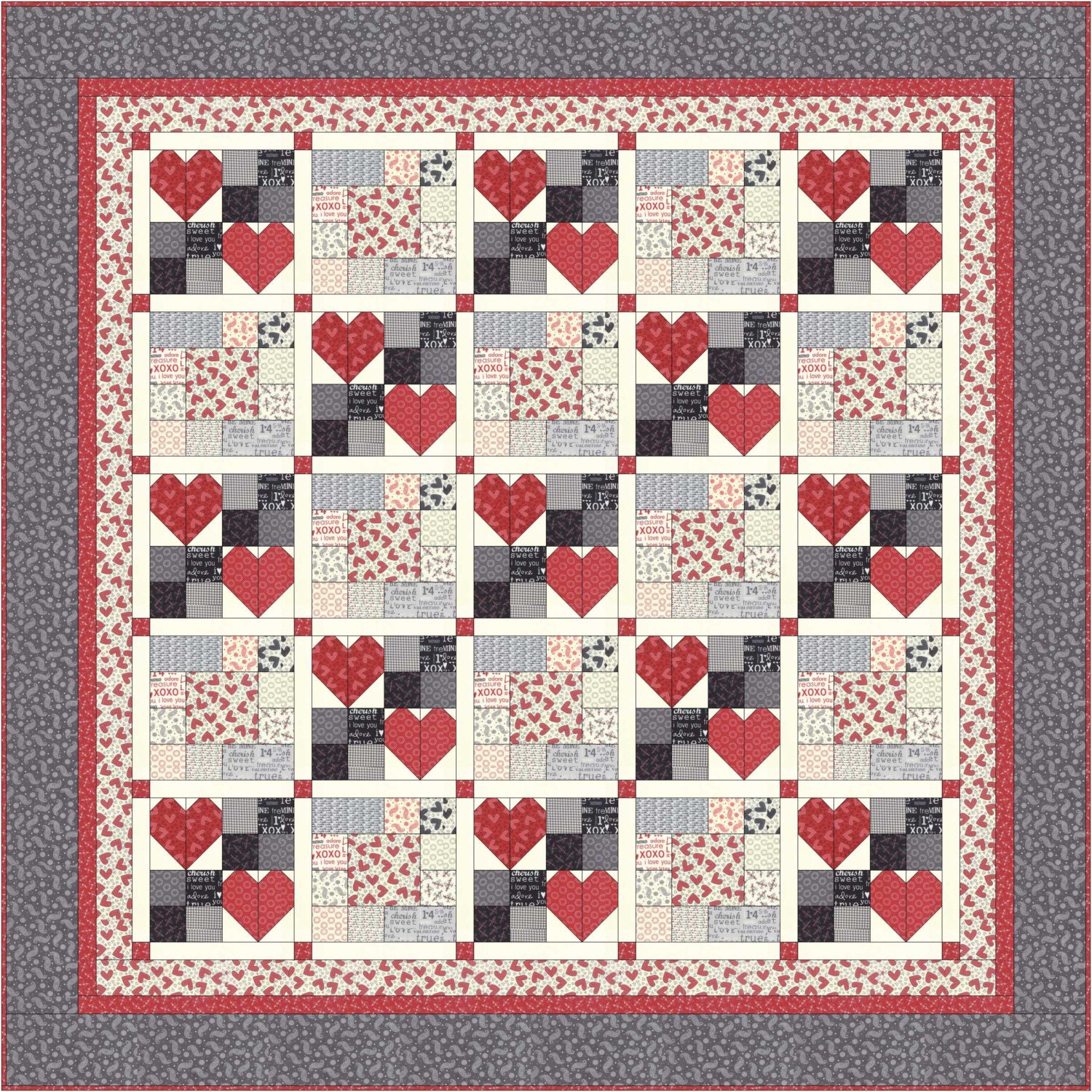Heart to Heart PDF Quilt Pattern by Mountain by MtnRoseDesigns