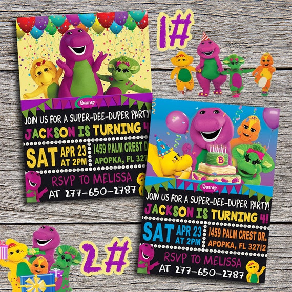 Barney Birthday Invitation Digital Printable By Dottydigitalparty