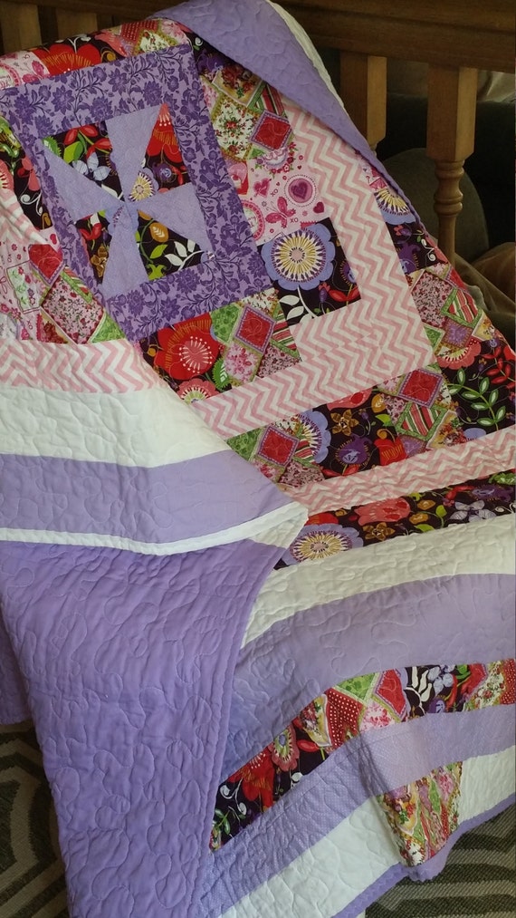 Floral quilt/Purple handmade Quilt/purple toddler