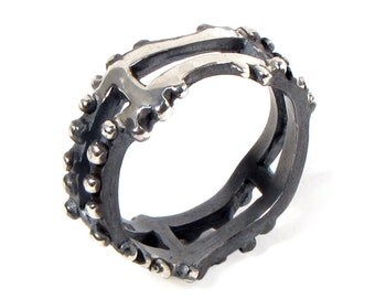 GHEVER BLACK Mens Silver Ring, Oxidized Silver Ring, Men's Black Ring, Men's Oxidized Wedding Band, Oxidized Band for Men