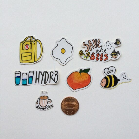 set of 7 tumblr aesthetic stickers