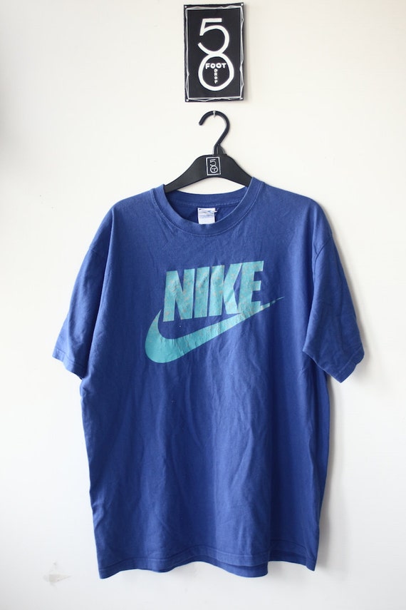 vintage nike hip hop tshirt blue L by 50FootDrop on Etsy