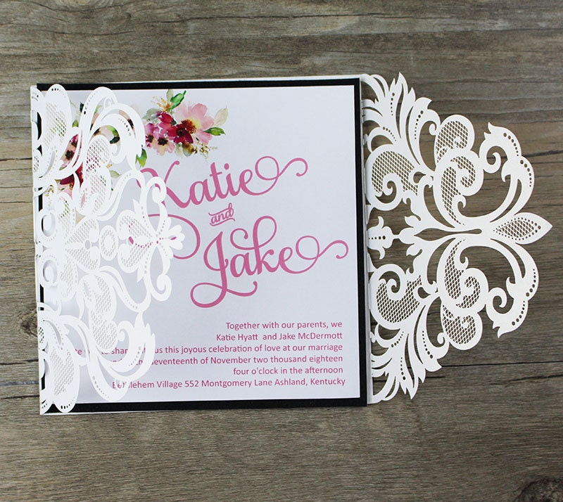Affordable Laser Cut Wedding Invitations Vintage Laser Cut