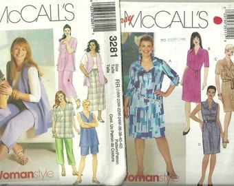 Womens Clothes, Plus Sizes Wardrobe Size 18W, 20W, 22W, 24W (36-42), Uncut Patterns, McCall's #3511 #3281