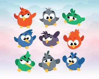 Angry birds customizable vector file for digital print, vinyl cutting Silhouette design works Scrapbooking