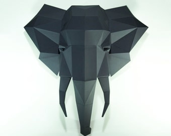Elephant Head,Elephant paper, Elephant lowpoly, Paper Trophy Elephant,papercraft,3D Puzzle diy, DIY, 3D, trophy, papermodel, wall decoration