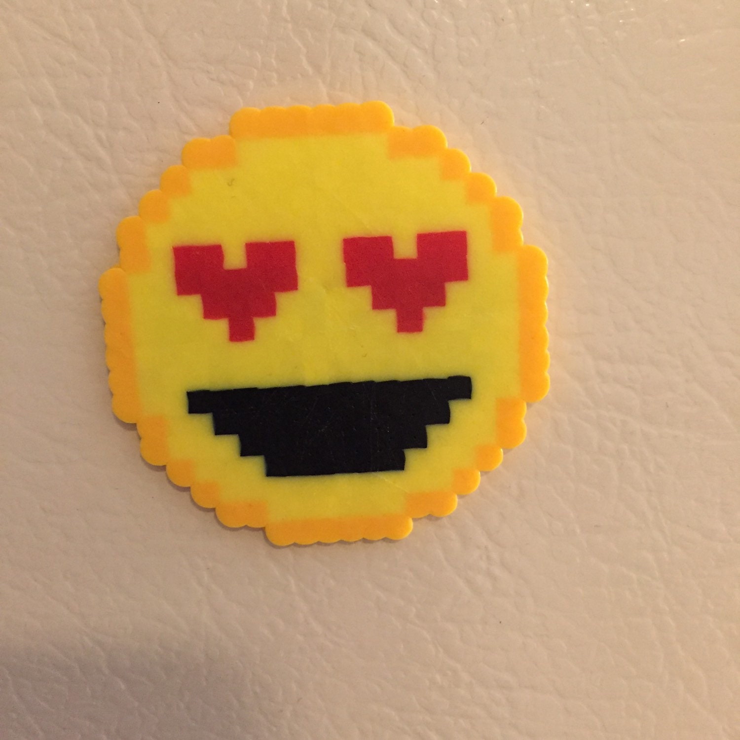 Miniature Heart Eyes Emoji Heart emoji magnet perler beads