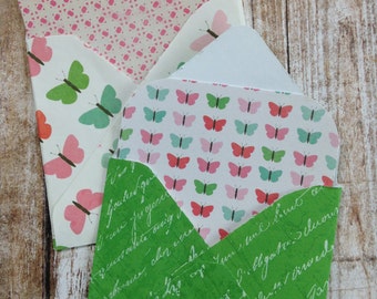 Mini Envelopes with Note Inserts/Garden Style Note Cards with Envelopes and Seals/Envelopes with Insert Cards/Butterfly Cards/Set of 8