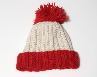 Handmade Crochet Beanie - Wool Pompom Hat - Custom Colors