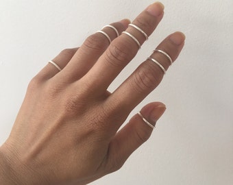 Midi Ring Sterling Silver 925 (4 rings), Midi Rings, Sterling Silver Rings, 4 Midi Rings, Ring Bands, Simple Ring Bands