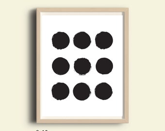 Instant download printable art, wall art prints, black and white prints, modern art, circle wall art, black and white art, wall prints