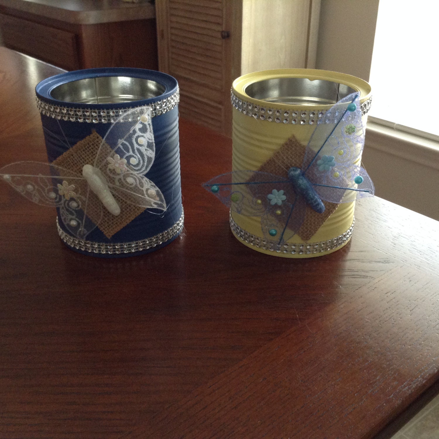 Decorative tin cans by CraftsbyEA on Etsy