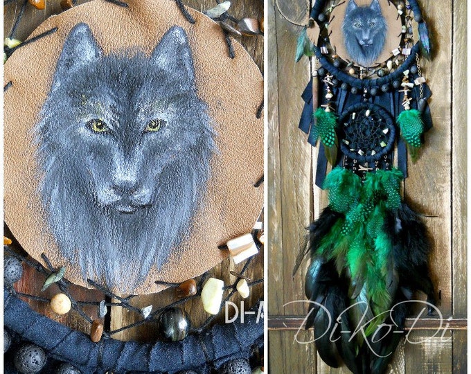 Dream catcher wolf FREE SHIPPING large dreamcatcher Discount boho dreamcatcher wolf gift dream catcher shirt dreamcatcher wall wolf