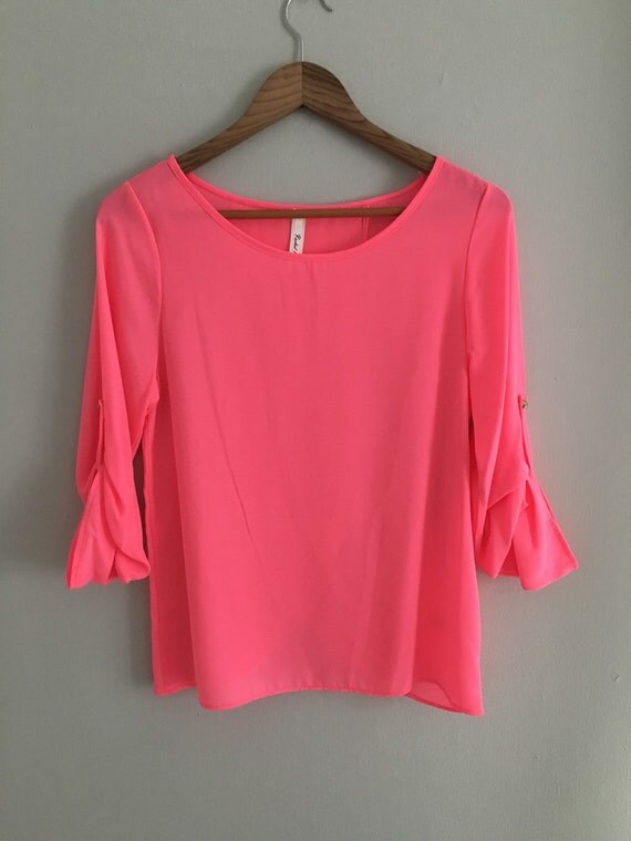 Neon Sheer Blouse by PlumPerfectBoutique on Etsy