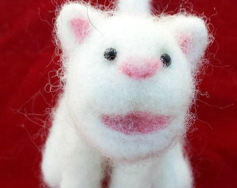 Snowy the cat, Needle felted, Handmade, Soft sculpture