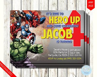 Super Hero Birthday Invitation, Super Hero Invitation, Superhero Invitation, Hero Invitation, Hero Party, Superhero Birthday