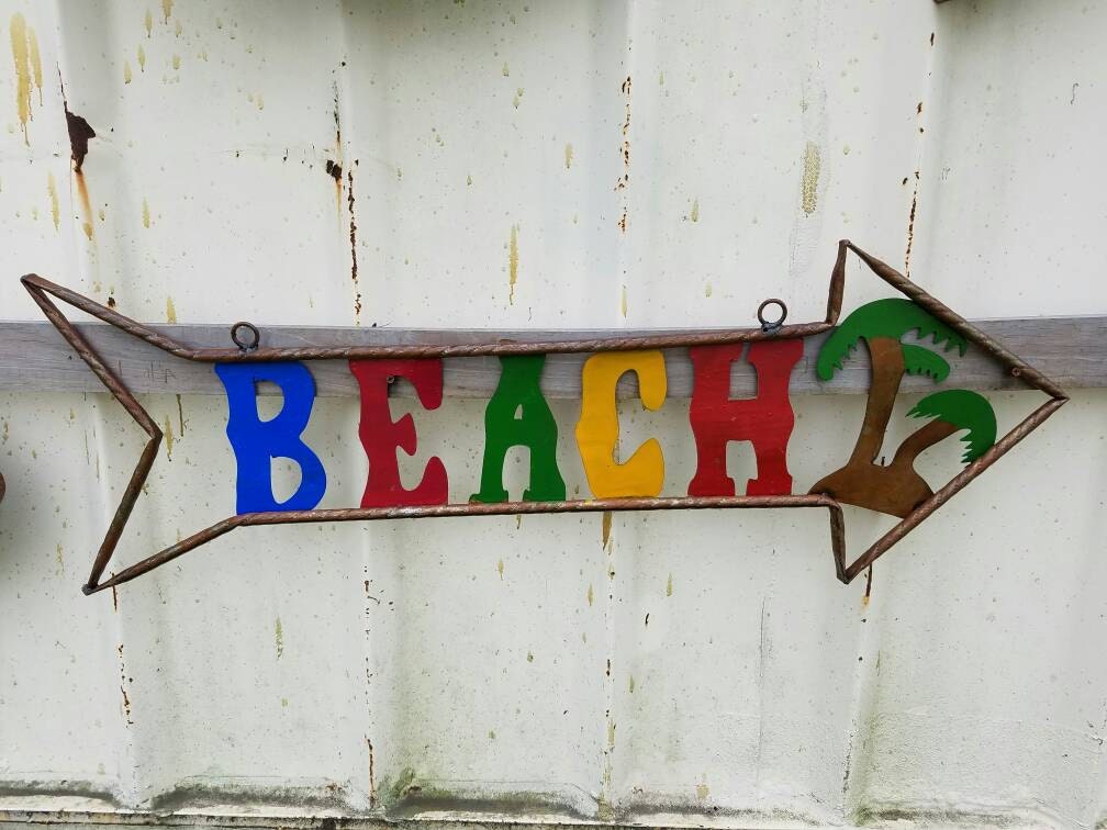 Beach metal art by ParadisePalapas on Etsy